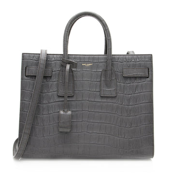 Saint Laurent Croc Embossed Leather Sac De Jour Small Tote (SHF-19975)
