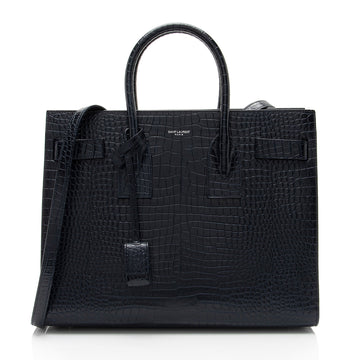 Saint Laurent Croc Embossed Leather Sac De Jour Small Tote (SHF-RDXxWt)