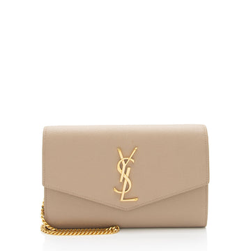Saint Laurent Grain De Poudre Monogram Uptown Chain Wallet