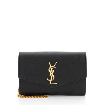 Saint Laurent Grain De Poudre Monogram Uptown Chain Wallet