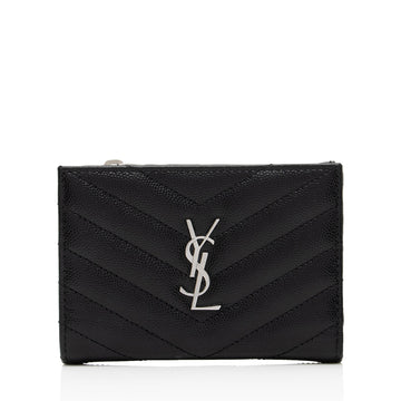Saint Laurent Grain de Podure Zipped Monogram Wallet (SHF-we8vHe)