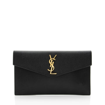 Saint Laurent Grain de Poudre Monogram Uptown Envelope Clutch