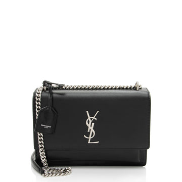 Saint Laurent Grained Calfskin Monogram Sunset Medium Shoulder Bag