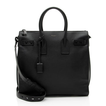 Saint Laurent Grained Calfskin Thin Sac De Jour Large Tote