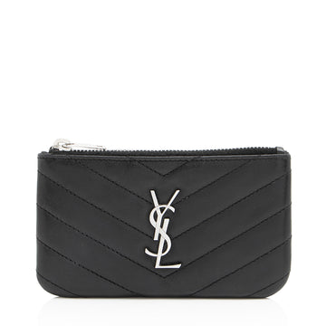 Saint Laurent Lambskin Monogram Cassandre Key Pouch