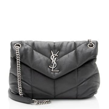 Saint Laurent Lambskin Monogram Puffer LouLou Medium Shoulder Bag (SHF-RIYiYF)