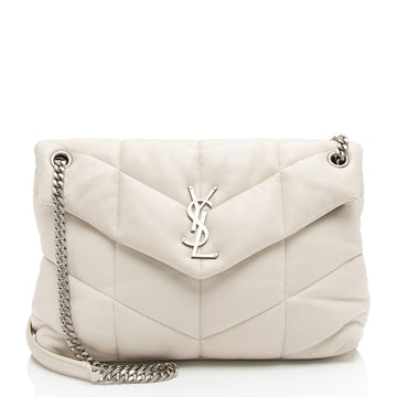 Saint Laurent Lambskin Monogram Puffer LouLou Medium Shoulder Bag (SHF-ONfMik)