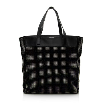 Saint Laurent Leather Studded N/S Shopper Tote (SHF-21777)