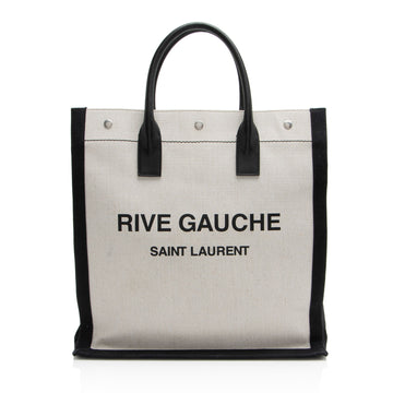 Saint Laurent Linen Calfskin Rive Gauche N/S Tote