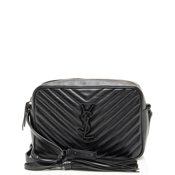 Saint Laurent Matelasse Calfskin Matte Black Monogram Lou Camera Bag (SHF-APSLqT)