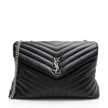 Saint Laurent Matelasse Calfskin Monogram LouLou Chain Large Shoulder Bag
