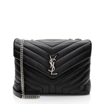 Saint Laurent Matelasse Calfskin Monogram LouLou Chain Medium Shoulder Bag