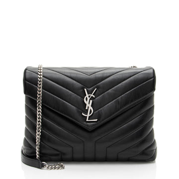 Saint Laurent Matelasse Calfskin Monogram LouLou Chain Medium Shoulder Bag