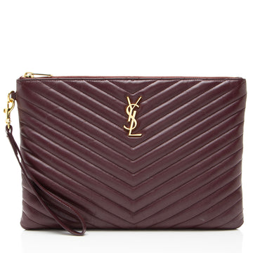 Saint Laurent Matelasse Calfskin Monogram Medium Wristlet