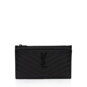 Saint Laurent Matelasse Grain de Poudre Monogram Bill Pouch (SHF-sKwgXB)