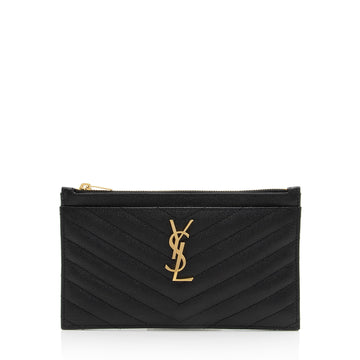 Saint Laurent Matelasse Grain de Poudre Monogram Bill Pouch (SHF-mP6iOM)