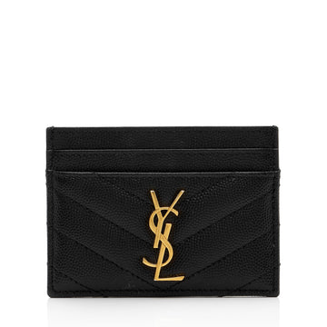Saint Laurent Matelasse Grain de Poudre Monogram Card Case (SHF-6ioPjj)