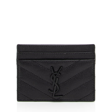 Saint Laurent Matelasse Grain de Poudre Monogram Card Case (SHF-f11Wsk)