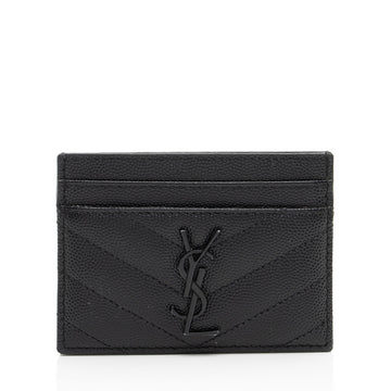 Saint Laurent Matelasse Grain de Poudre Monogram Card Case (SHF-Kamwcq)