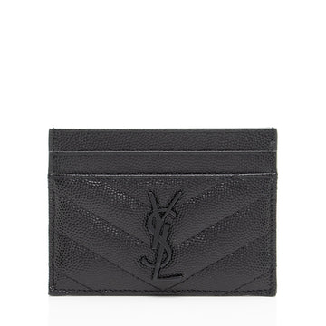 Saint Laurent Matelasse Grain de Poudre Monogram Card Case (SHF-FUtuBp)