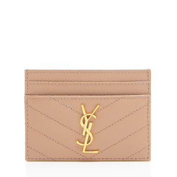 Saint Laurent Matelasse Grain de Poudre Monogram Card Case (SHF-jgISW5)