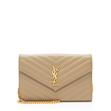 Saint Laurent Matelasse Grain de Poudre Monogram Chain Wallet - FINAL SALE