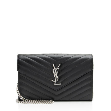 Saint Laurent Matelasse Grain de Poudre Monogram Chain Wallet