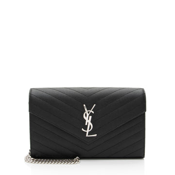 Saint Laurent Matelasse Grain de Poudre Monogram Chain Wallet