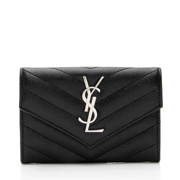 Saint Laurent Matelasse Grain de Poudre Monogram Envelope Small Wallet (SHF-IW3B5H)