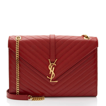 Saint Laurent Matelasse Grain de Poudre Monogram Large Shoulder Bag (SHF-bJ8xep)