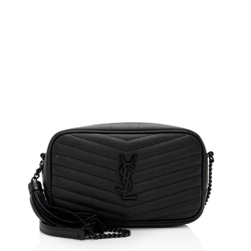 Saint Laurent Matelasse Grain de Poudre Monogram Lou Mini Camera Bag (SHF-CGmBSW)