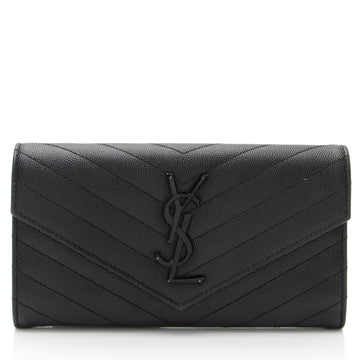 Saint Laurent Matelasse Grain de Poudre Monogram Wallet (SHF-XsSTMO)