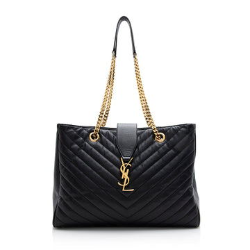 Saint Laurent Matelasse Leather Monogram Chain Bo Cassandre Tote - FINAL SALE (SHF-21639)