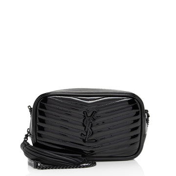 Saint Laurent Matelasse Patent Leather Monogram Lou Mini Camera Bag (SHF-xwMZnb)