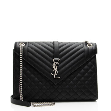 Saint Laurent Mixed Matelasse Grain de Poudre Monogram Large Envelope Bag (SHF-DrXuU1)