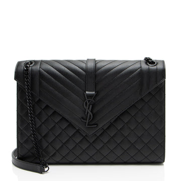 Saint Laurent Mixed Matelasse Grain de Poudre Monogram Large Shoulder Bag