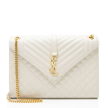 Saint Laurent Mixed Matelasse Grain de Poudre Monogram Large Shoulder Bag