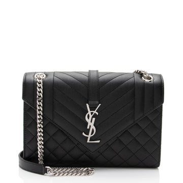 Saint Laurent Mixed Matelasse Grain de Poudre Monogram Medium Shoulder Bag (SHF-RgW8Jm)