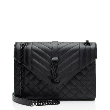 Saint Laurent Mixed Matelasse Grain de Poudre Monogram Medium Shoulder Bag