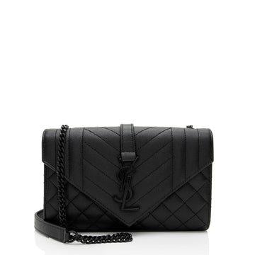 Saint Laurent Mixed Matelasse Grain de Poudre Monogram Small Shoulder Bag