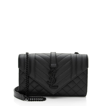 Saint Laurent Mixed Matelasse Grain de Poudre Monogram Small Shoulder Bag