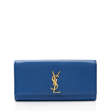 Saint Laurent Patent Leather Grain de Poudre Monogram Kate Clutch
