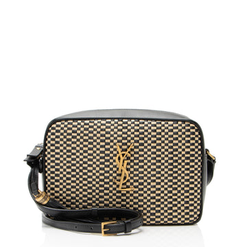 Saint Laurent Raffia Calfskin Monogram Lou Camera Bag
