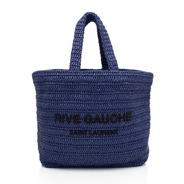 Saint Laurent Raffia Crochet Rive Gauche Tote (SHF-wRDZQh)