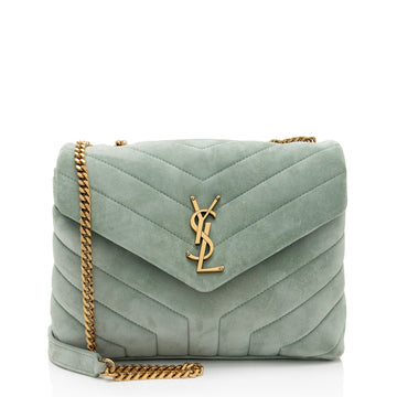 Saint Laurent Suede Monogram LouLou Chain Small Crossbody Bag (SHF-5HorIW)