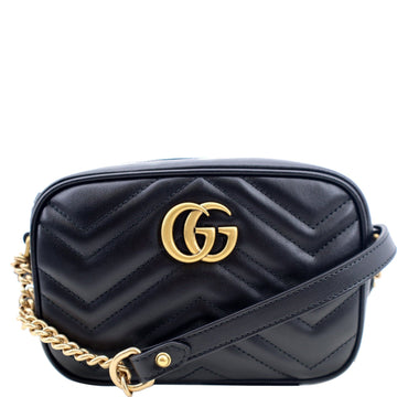 GUCCI GG Marmont Mini  Matelasse Crossbody Bag Black 634785