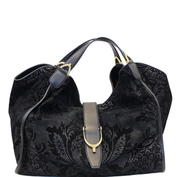 GUCCI Soft Stirrup Nubuck Black Suede Shoulder Bag - Sale