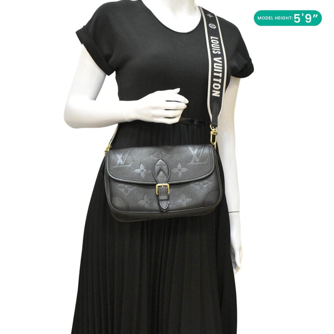 LOUIS VUITTON  Diane Empreinte Leather Crossbody Bag Black