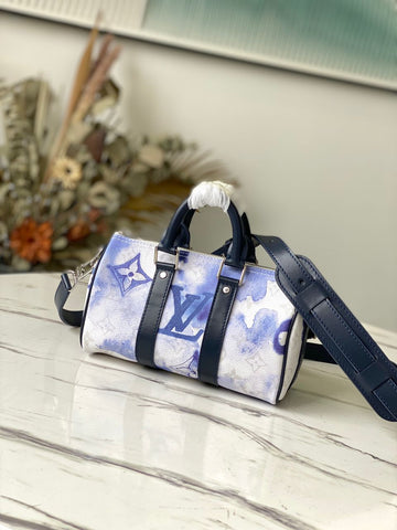 Top Quality Keepall XS Monogram Watercolor Blue Canvas By Virgil Abloh For Men, Bags, Shoulder And Crossbody Bags 8.3in/21cm Top Quality M45761
