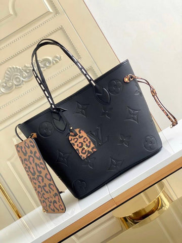 Top Quality Neverfull MM Tote Bag Wild At Heart Monogram Empreinte Black For Women,  Shoulder Bags 12.2in/31cm Top Quality M45856